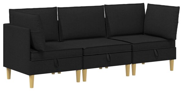 VidaXL Moduláris kanapé szett tárolóval 3 pcs Fekete Szövet