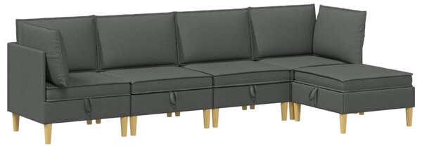 Moduláris kanapé szett tárolóval 5 pcs Sötétszürke Szövet