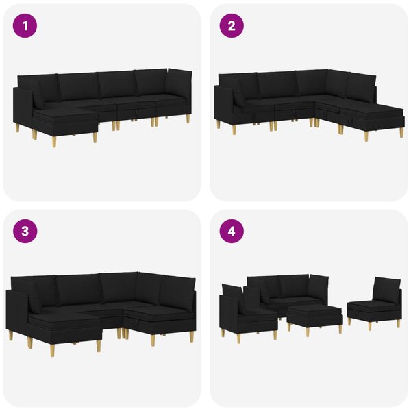 VidaXL Moduláris kanapé szett tárolóval 5 pcs Fekete Szövet