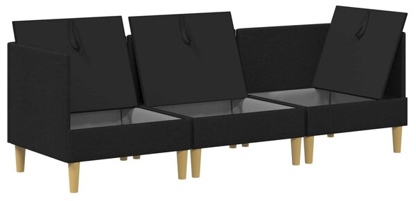 VidaXL Moduláris kanapé szett tárolóval 3 pcs Fekete Szövet