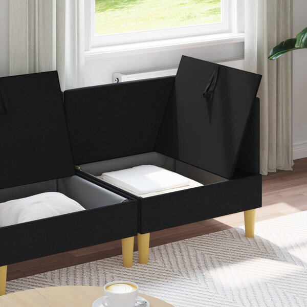 VidaXL Moduláris kanapé szett tárolóval 3 pcs Fekete Szövet