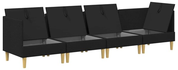 Moduláris kanapé szett tárolóval 4 pcs Fekete Szövet