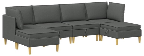 VidaXL Moduláris kanapé szett tárolóval 6 pcs Sötétszürke Szövet