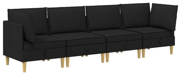 Moduláris kanapé szett tárolóval 4 pcs Fekete Szövet