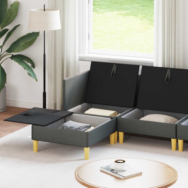 VidaXL Moduláris kanapé szett tárolóval 6 pcs Sötétszürke Szövet