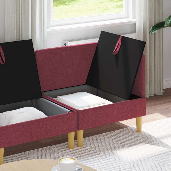 VidaXL Moduláris kanapé szett tárolóval 3 pcs Bordó Szövet