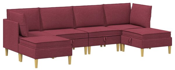 VidaXL Moduláris kanapé szett tárolóval 6 pcs Bordó Szövet