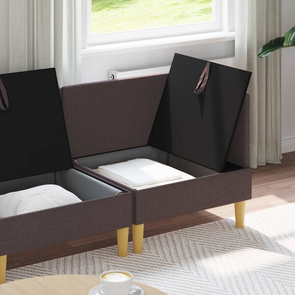 VidaXL Moduláris kanapé szett tárolóval 3 pcs Sötét Barna Szövet