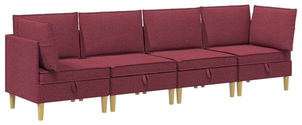 Moduláris kanapé szett tárolóval 4 pcs Bordó Szövet