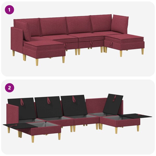 VidaXL Moduláris kanapé szett tárolóval 6 pcs Bordó Szövet