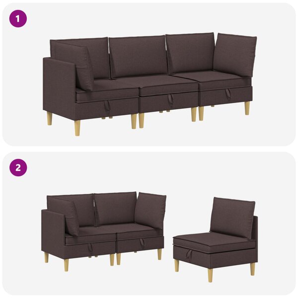 VidaXL Moduláris kanapé szett tárolóval 3 pcs Sötét Barna Szövet