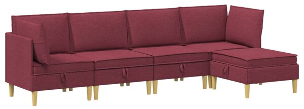 VidaXL Moduláris kanapé szett tárolóval 5 pcs Bordó Szövet