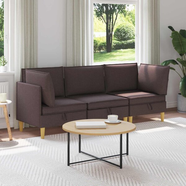 VidaXL Moduláris kanapé szett tárolóval 3 pcs Sötét Barna Szövet