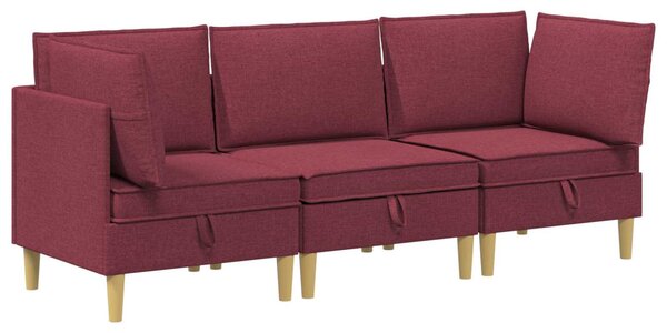 VidaXL Moduláris kanapé szett tárolóval 3 pcs Bordó Szövet