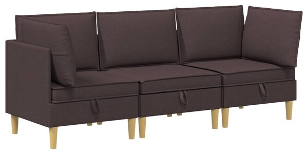 VidaXL Moduláris kanapé szett tárolóval 3 pcs Sötét Barna Szövet