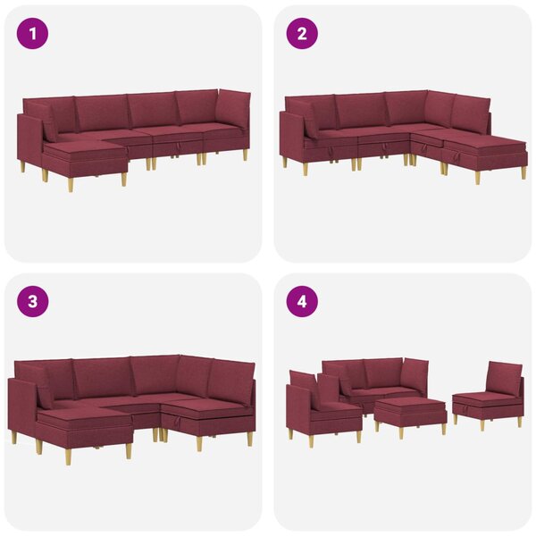 VidaXL Moduláris kanapé szett tárolóval 5 pcs Bordó Szövet