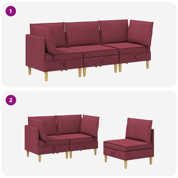 VidaXL Moduláris kanapé szett tárolóval 3 pcs Bordó Szövet