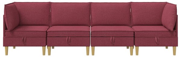Moduláris kanapé szett tárolóval 4 pcs Bordó Szövet