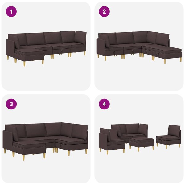 VidaXL Moduláris kanapé szett tárolóval 5 pcs Sötét Barna Szövet