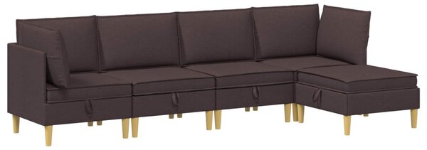 VidaXL Moduláris kanapé szett tárolóval 5 pcs Sötét Barna Szövet