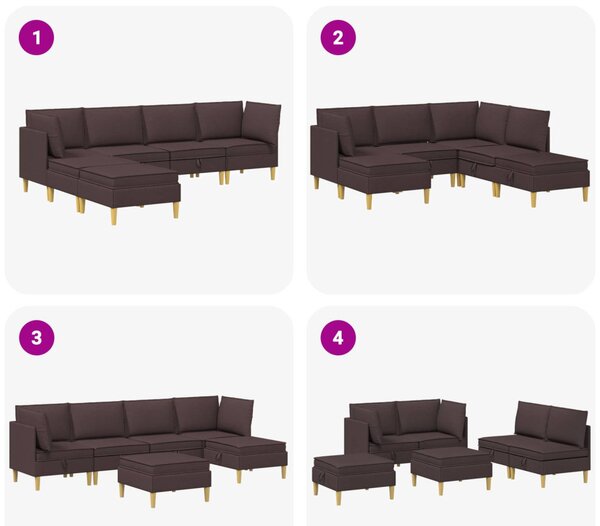 VidaXL Moduláris kanapé szett tárolóval 6 pcs Sötét Barna Szövet