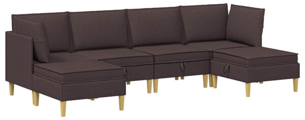 VidaXL Moduláris kanapé szett tárolóval 6 pcs Sötét Barna Szövet