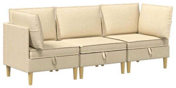 VidaXL Moduláris kanapé szett tárolóval 3 pcs Krémszínű Szövet