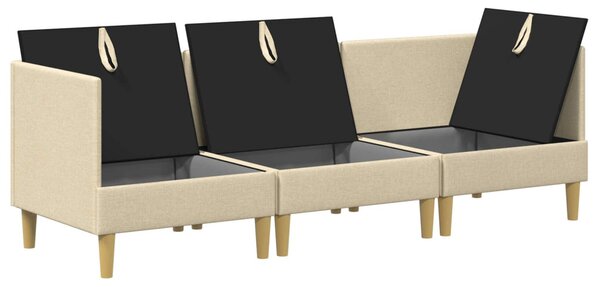 VidaXL Moduláris kanapé szett tárolóval 3 pcs Krémszínű Szövet
