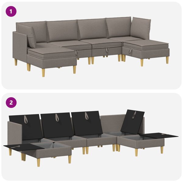 VidaXL Moduláris kanapé szett tárolóval 6 pcs Tópszínű Szövet