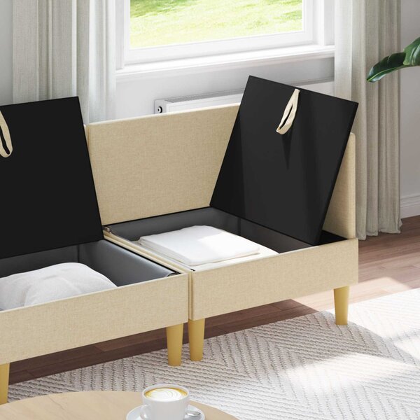VidaXL Moduláris kanapé szett tárolóval 3 pcs Krémszínű Szövet