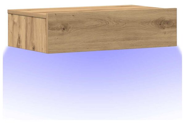 Kézműves tölgy színű szerelt fa éjjeliszekrény 60x35 cm