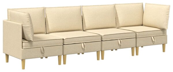 VidaXL Moduláris kanapé szett tárolóval 4 pcs Krémszínű Szövet