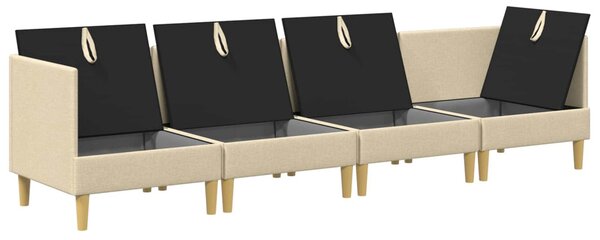VidaXL Moduláris kanapé szett tárolóval 4 pcs Krémszínű Szövet