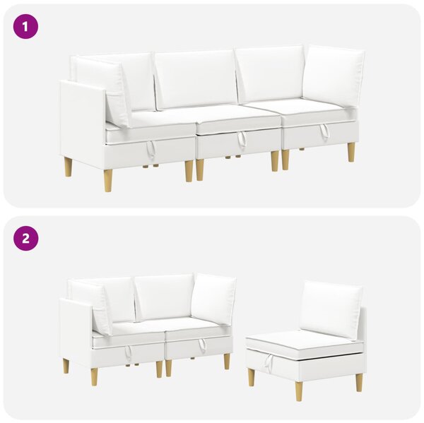 VidaXL Moduláris kanapé szett tárolóval 3 pcs Fehér Szövet