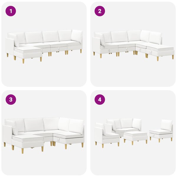 VidaXL Moduláris kanapé szett tárolóval 5 pcs Fehér Szövet