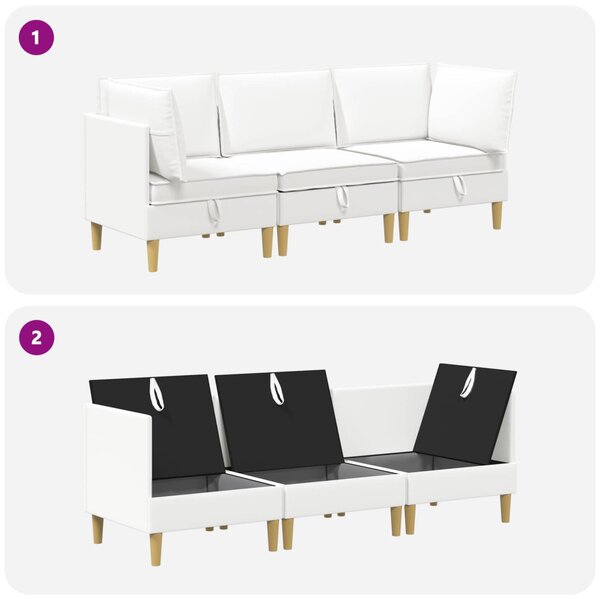 VidaXL Moduláris kanapé szett tárolóval 3 pcs Fehér Szövet