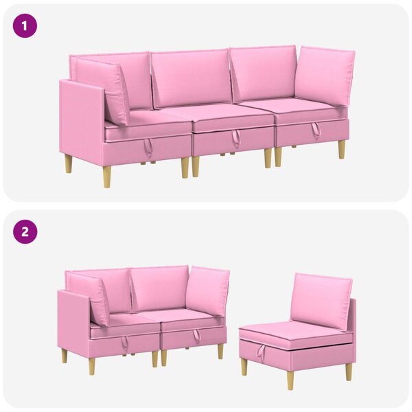 VidaXL Moduláris kanapé szett tárolóval 3 pcs Rózsaszín Szövet