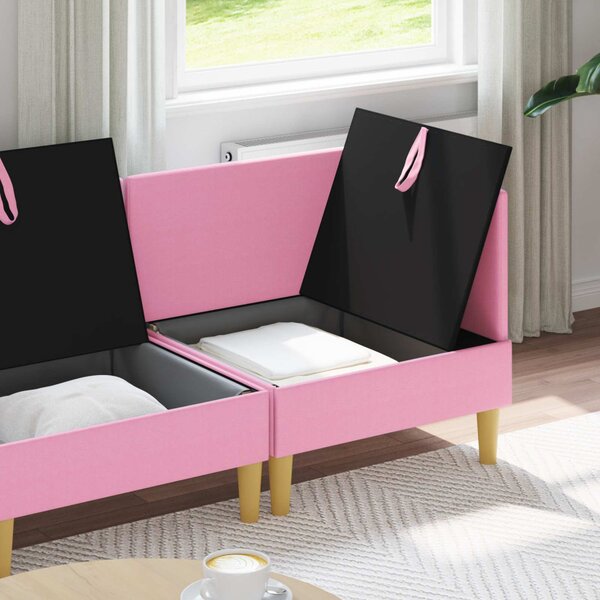VidaXL Moduláris kanapé szett tárolóval 3 pcs Rózsaszín Szövet