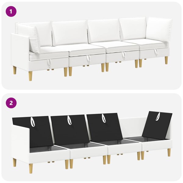 VidaXL Moduláris kanapé szett tárolóval 4 pcs Fehér Szövet