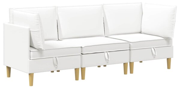 VidaXL Moduláris kanapé szett tárolóval 3 pcs Fehér Szövet