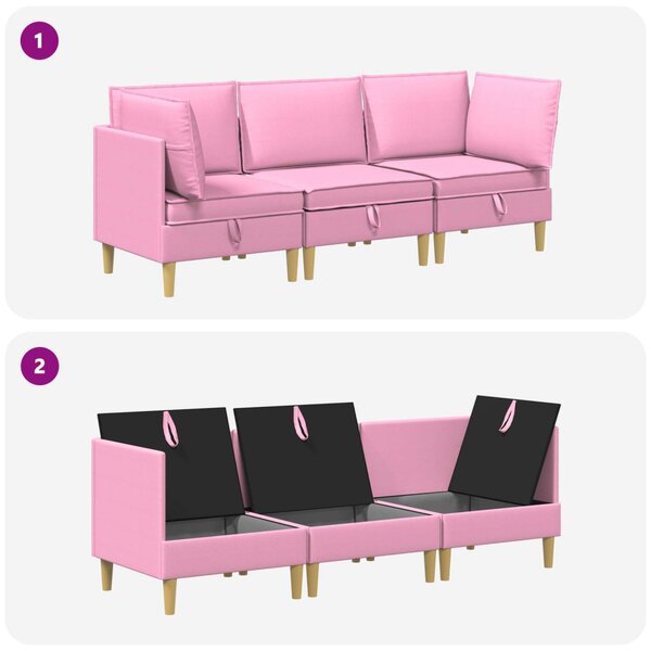VidaXL Moduláris kanapé szett tárolóval 3 pcs Rózsaszín Szövet