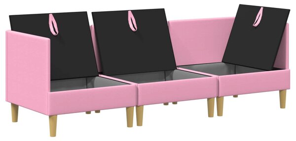 VidaXL Moduláris kanapé szett tárolóval 3 pcs Rózsaszín Szövet