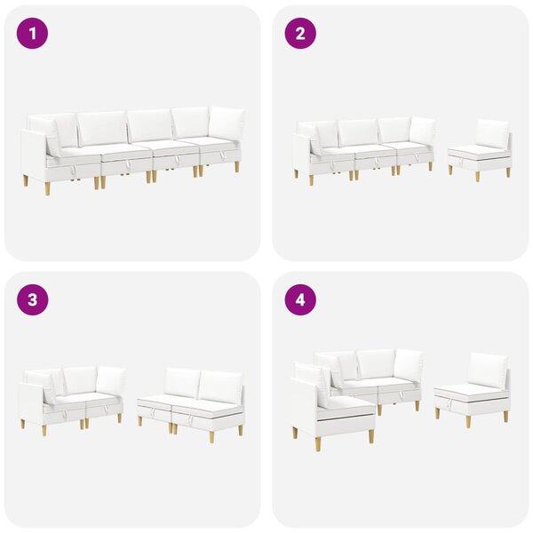 VidaXL Moduláris kanapé szett tárolóval 4 pcs Fehér Szövet