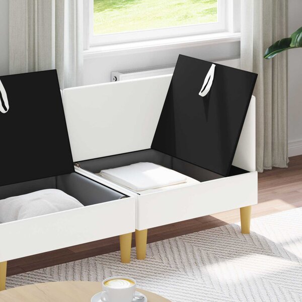 VidaXL Moduláris kanapé szett tárolóval 3 pcs Fehér Szövet
