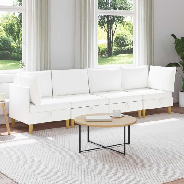 VidaXL Moduláris kanapé szett tárolóval 4 pcs Fehér Szövet