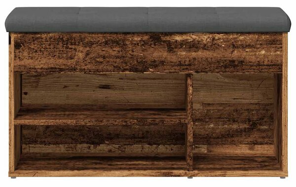 Antik fa szerelt fa cipőtároló pad 82x32x45,5 cm