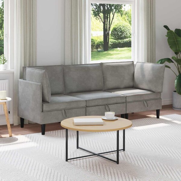 VidaXL Nappali bútor szett párnával 3 pcs Világosszürke Bársony