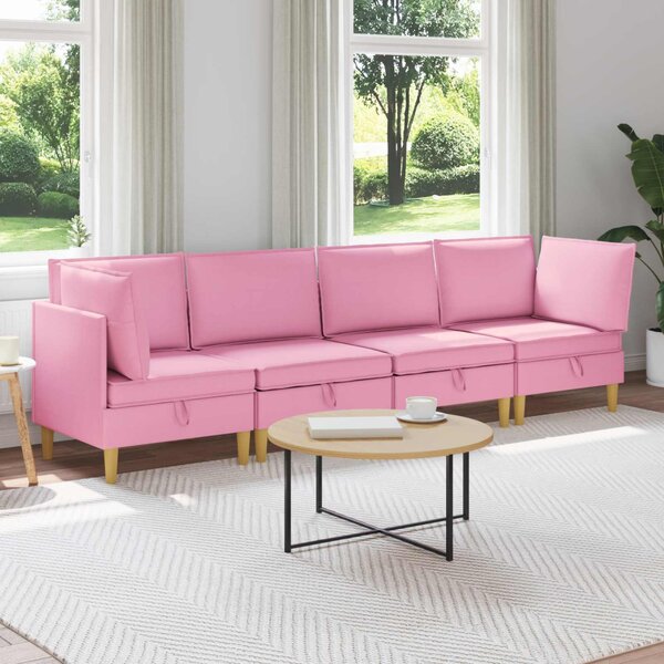 VidaXL Moduláris kanapé szett tárolóval 4 pcs Rózsaszín Szövet