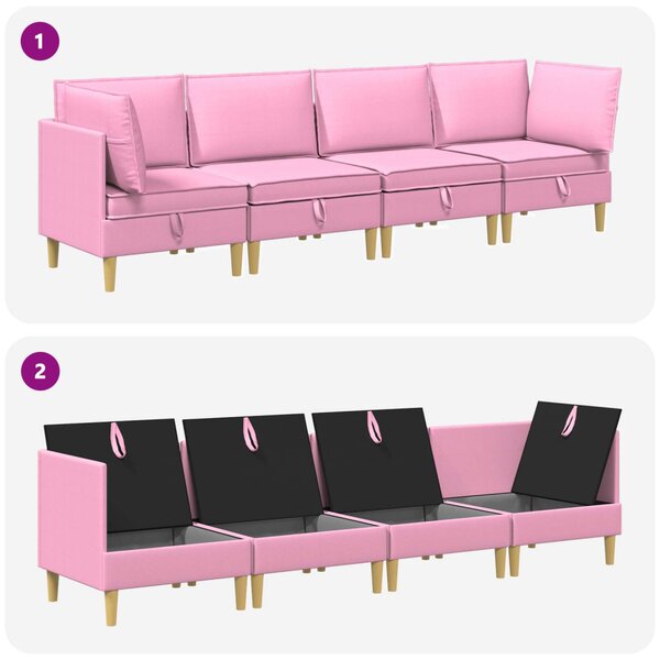 VidaXL Moduláris kanapé szett tárolóval 4 pcs Rózsaszín Szövet