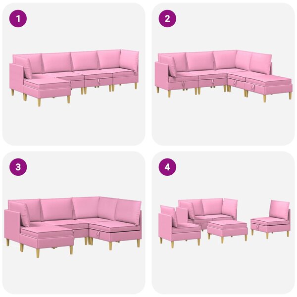 VidaXL Moduláris kanapé szett tárolóval 5 pcs Rózsaszín Szövet